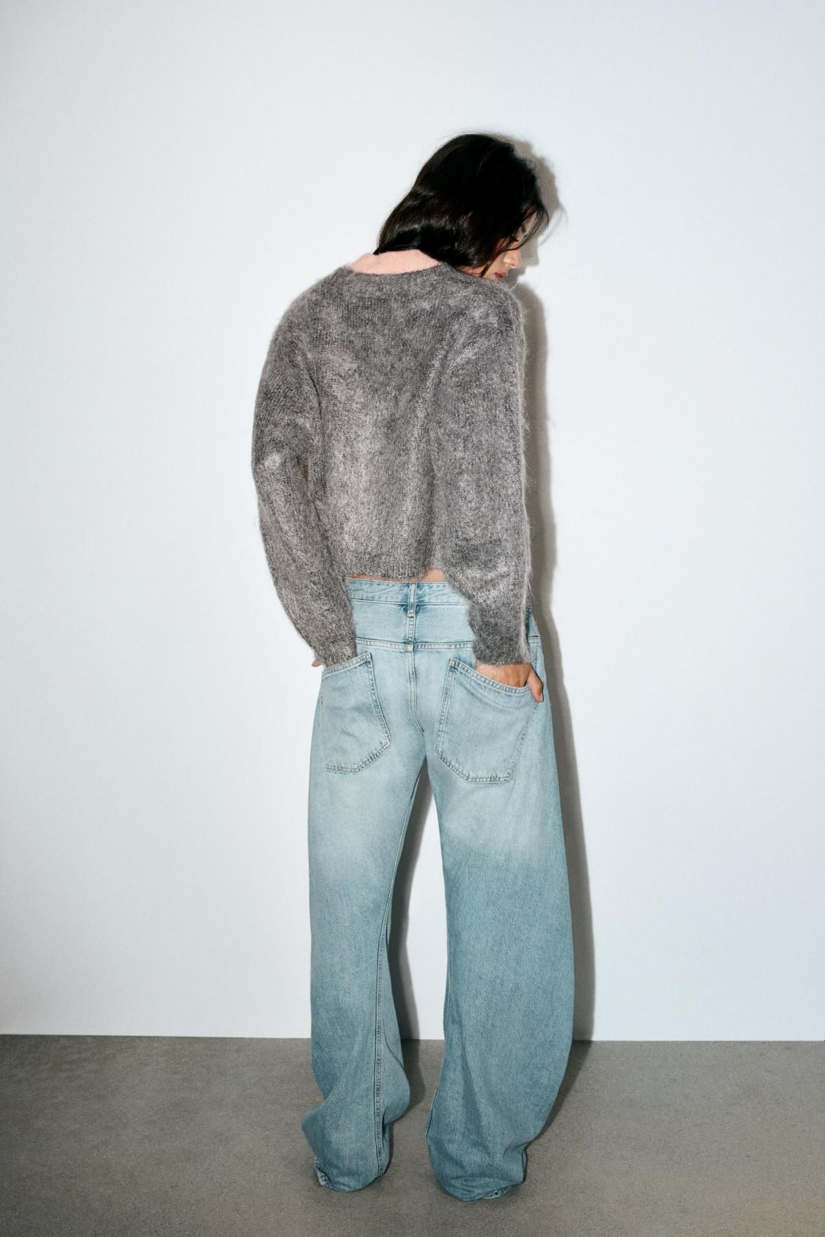 자라 테크니컬 브러쉬드 더블 니트 크롭 재킷 3581/102 MID-GREY - 상세 이미지 5
