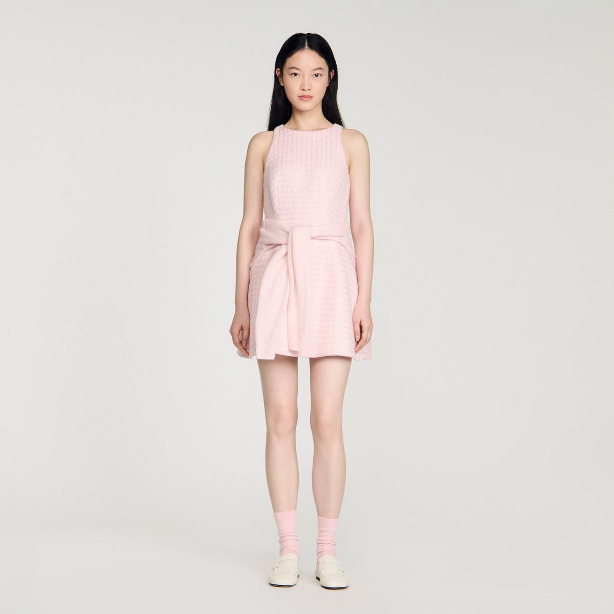 산드로 트위드 미니 원피스 페일핑크 SFPRO04646_60 ROSA - 상세 이미지 2