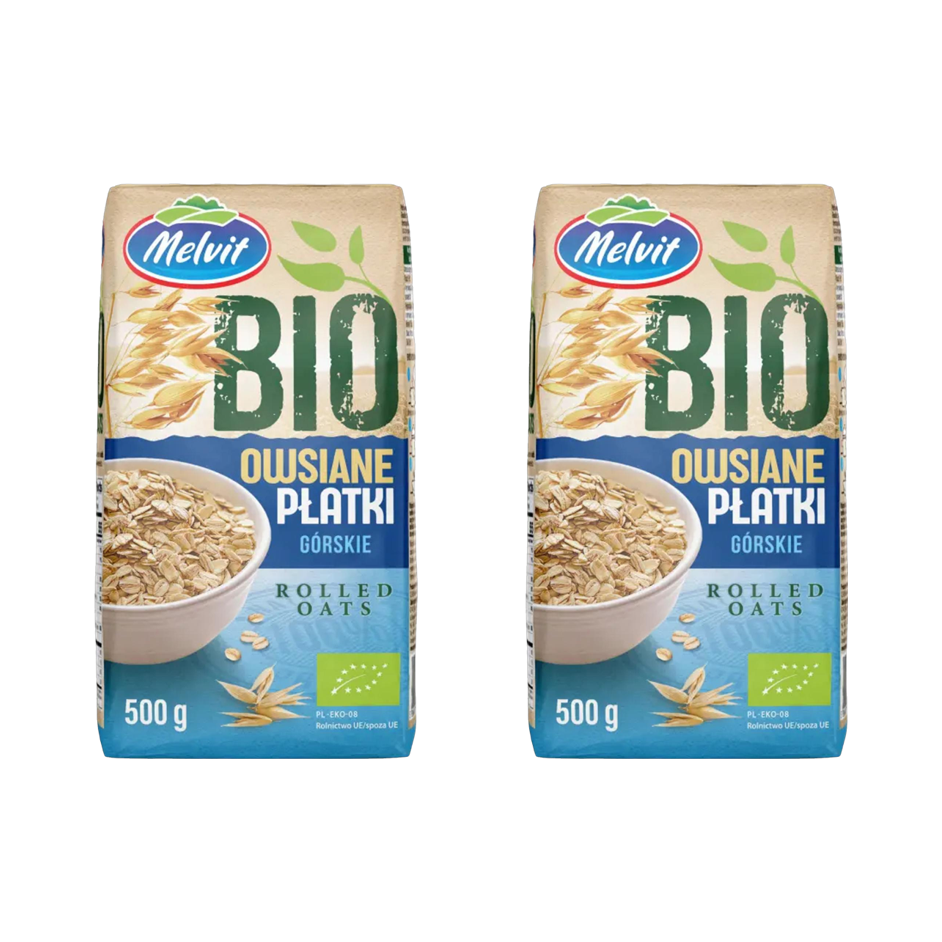 멜빗 폴란드 유기농 롤드 오트밀 500g, 2개 - 상품 이미지