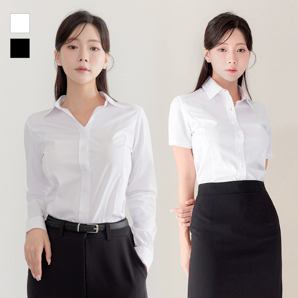 여성셔츠 흰색 면접 정장셔츠 남방 와이셔츠 빅사이즈 (~4XL) 제품 이미지