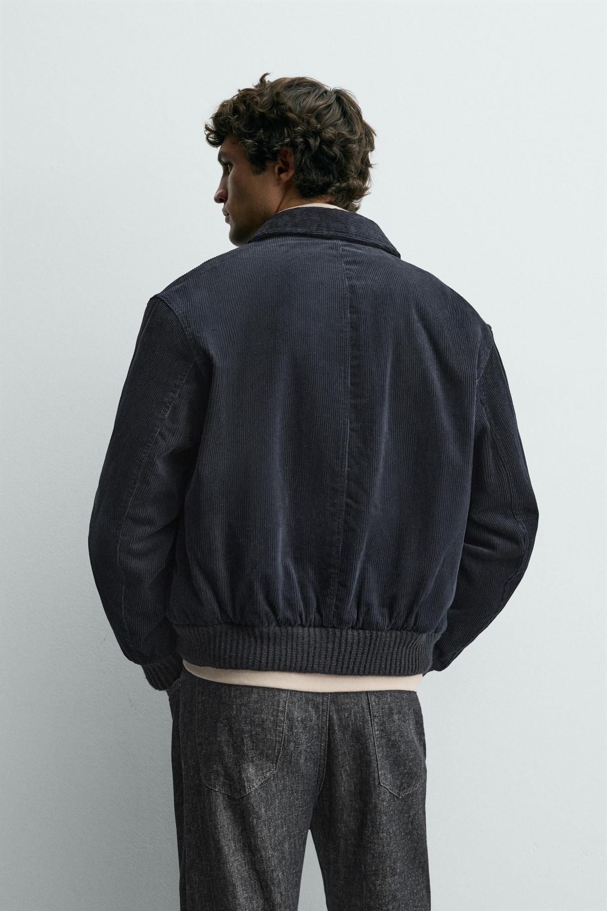 자라 코듀로이 패디드 테크니컬 집업 재킷 6318/435 DARK NAVY - 상세 이미지 4