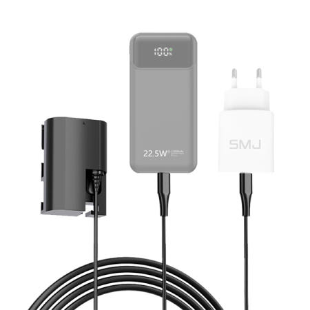 SMJ SMJ DR-E6 20W전용 끊김없는 C타입 더미 LP-E6 캐논 DSLR 상시전원 배터리 5천만보상