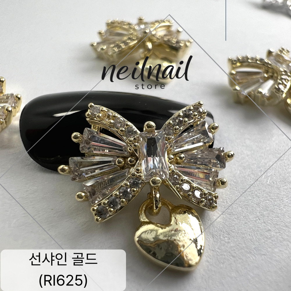 크리스탈 지르콘 하트고리 큐티 리본 네일스톤 파츠 이미지 7