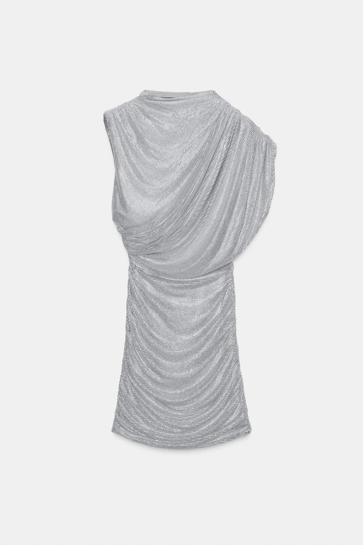 자라 라인스톤 메쉬 케이프 미니 원피스 4772/254 SILVER - 메인 이미지