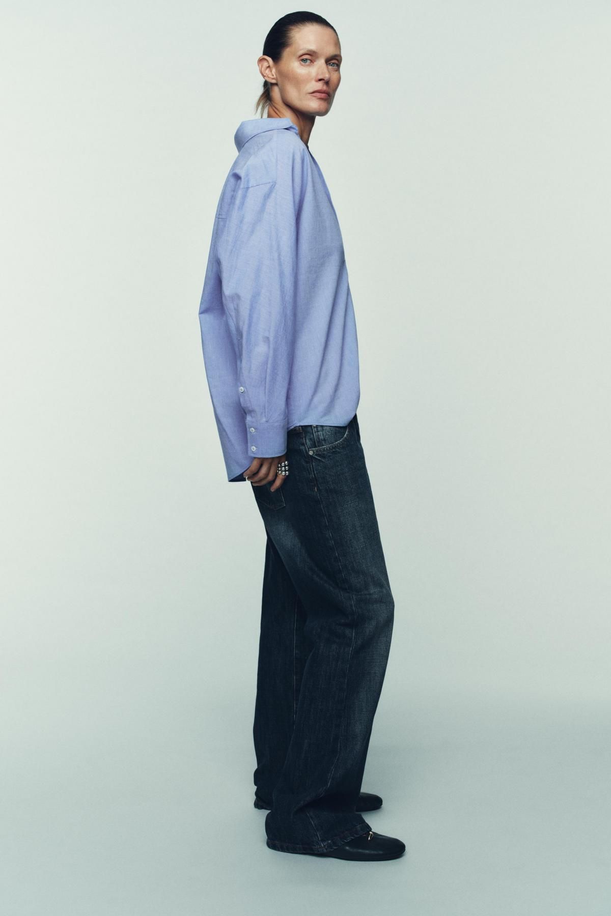 자라 오버사이즈 옥스포드 긴팔 셔츠 스카이블루 2006/893 BLUE - 상세 이미지 4