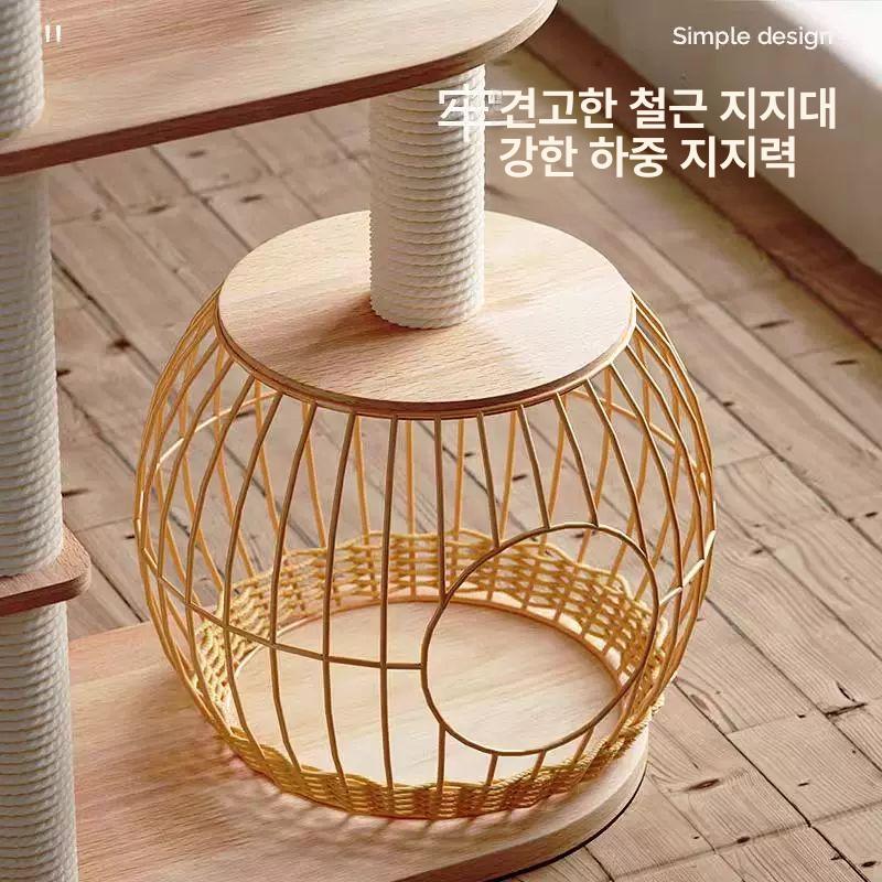 고양이 원목 캣타워 호텔 대형 스크래쳐 투명 해먹 반려묘 놀이터 - 상세 이미지 5