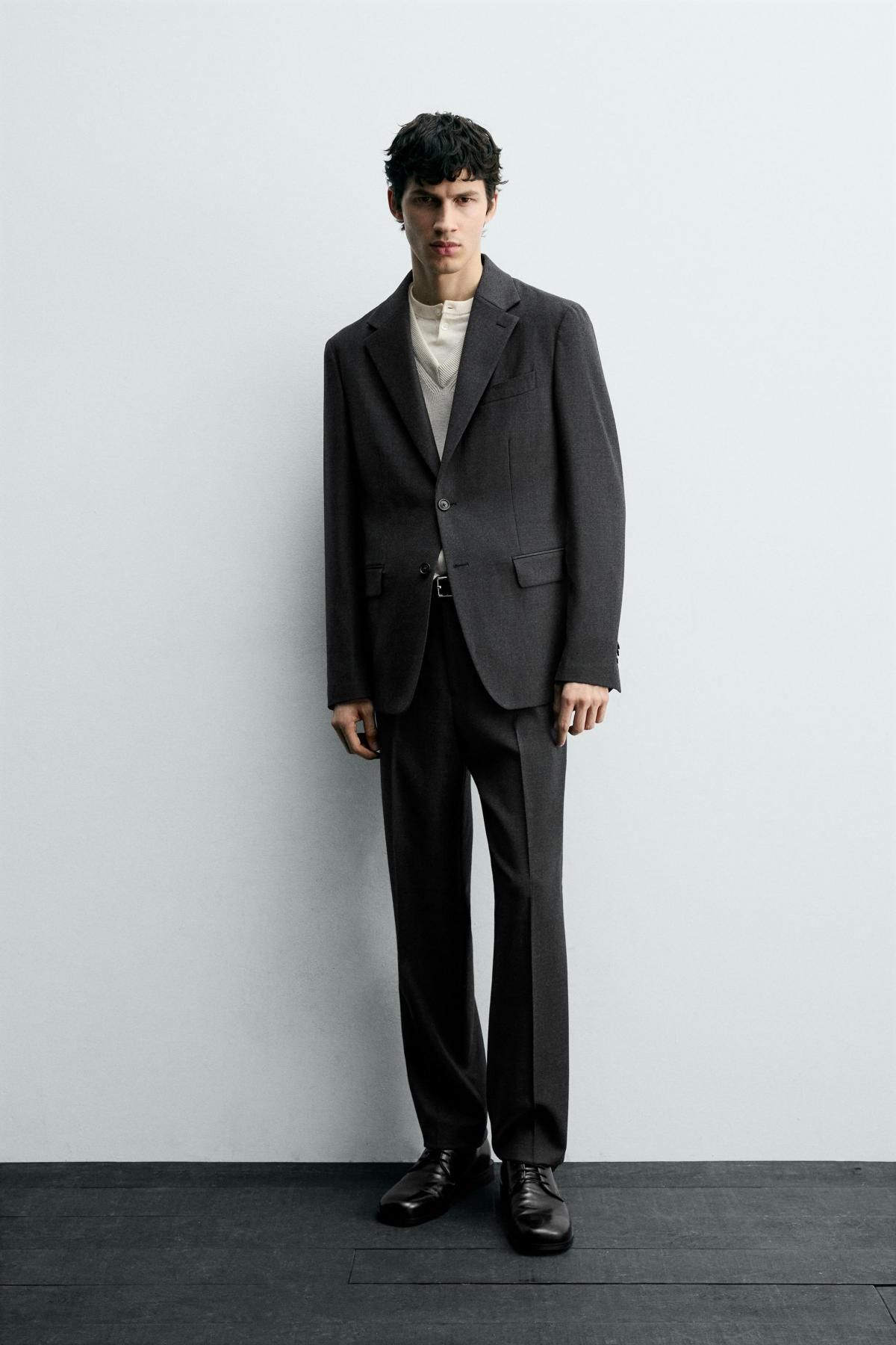 자라 테크니컬 플란넬 울 테일러드 재킷 7380/606 ANTHRACITE GREY - 상세 이미지 2