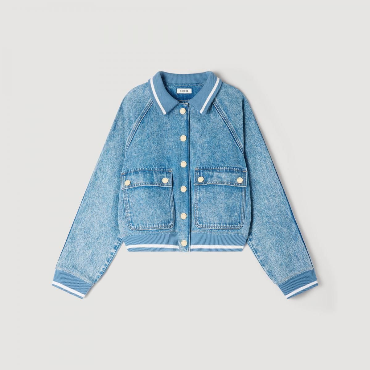 산드로 테크니컬 래글런 데님 재킷 포켓 SFPBL01290_4785 JEANSBLAU - 메인 이미지