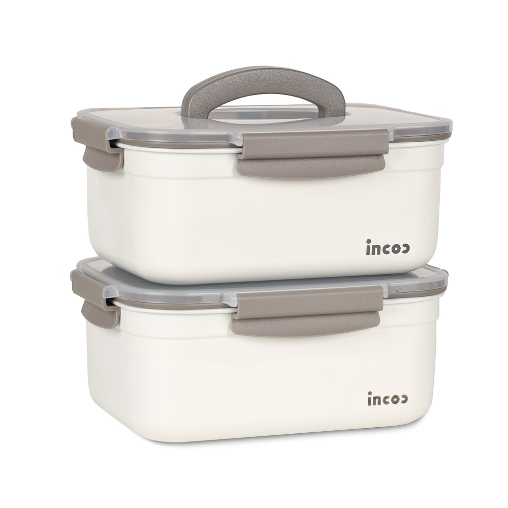 인콕 스텐콕 크림 스텐밀폐용기 2종, 직사각 핸디 3호 3600ml, 1세트 - 상품 이미지
