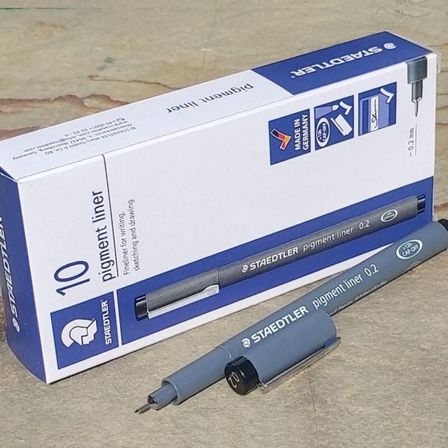 스테들러 0.2mm Fineliner pigment liner 블랙 1다스 - 메인 이미지