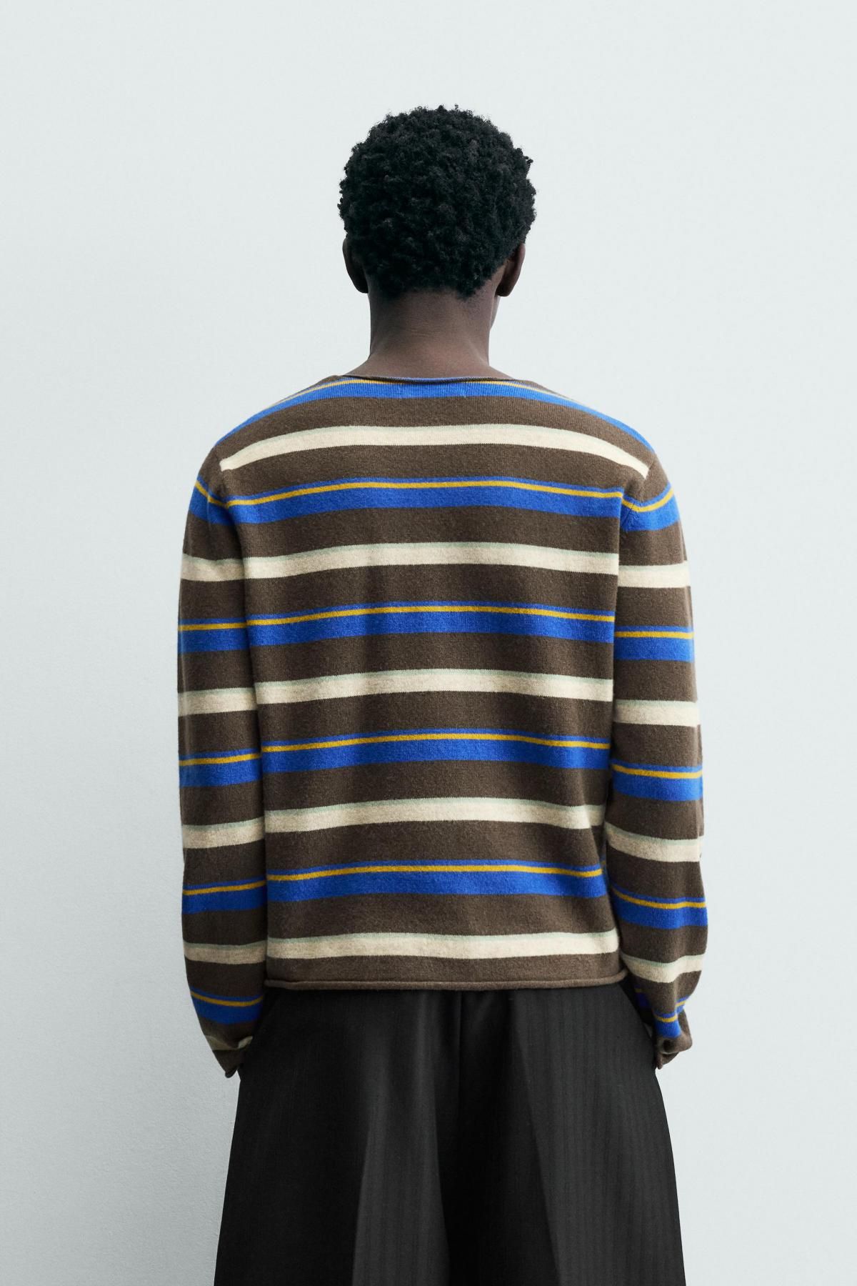 자라 한정판 스트라이프 자카드 니트 스웨터 5755/106 STRIPED - 상세 이미지 4