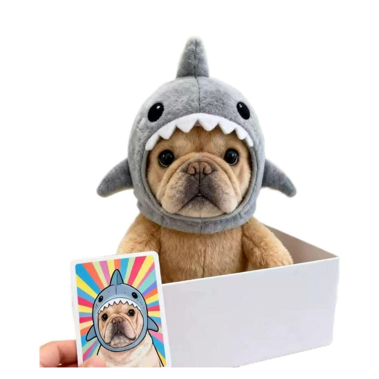 강아지 고양이 상어 헤드피스 귀여운 펫 모자 촬영 소품 인형 머리장식 샤크 헤드 커버 S 2.5kg