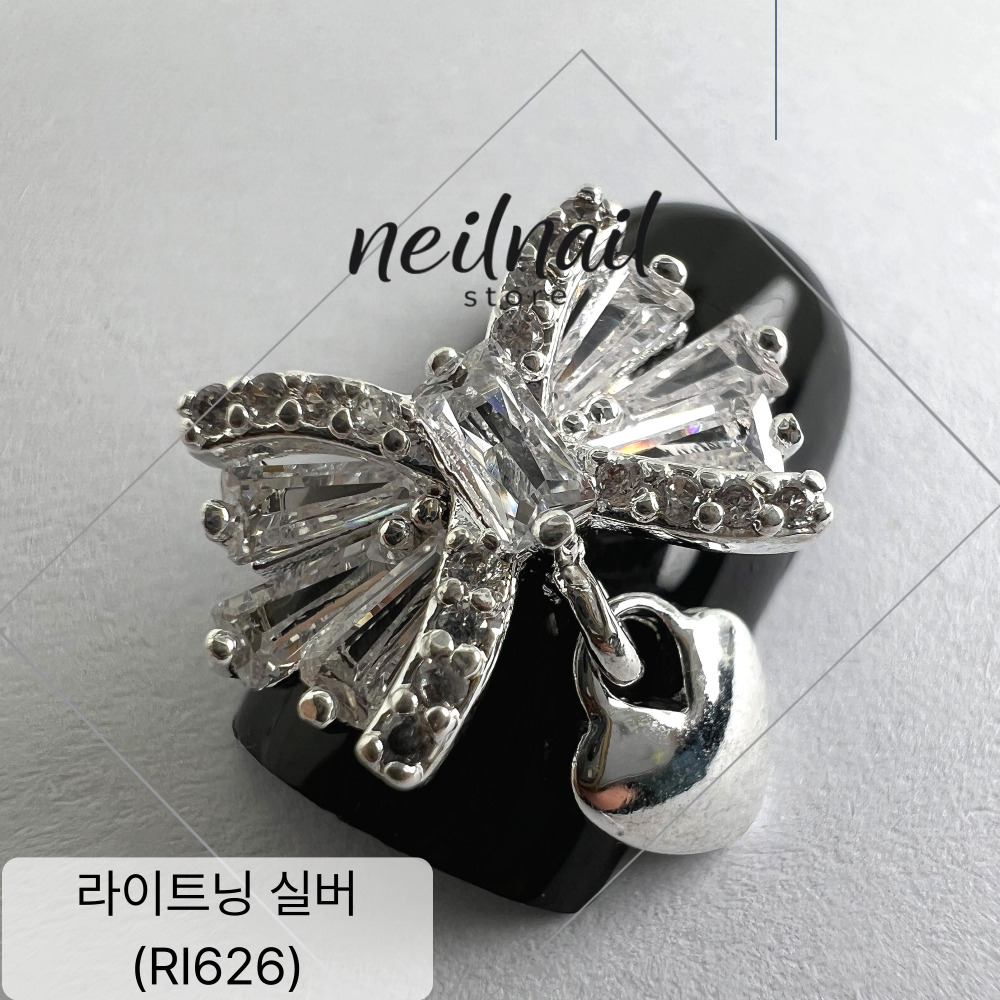 크리스탈 지르콘 하트고리 큐티 리본 네일스톤 파츠 이미지 6
