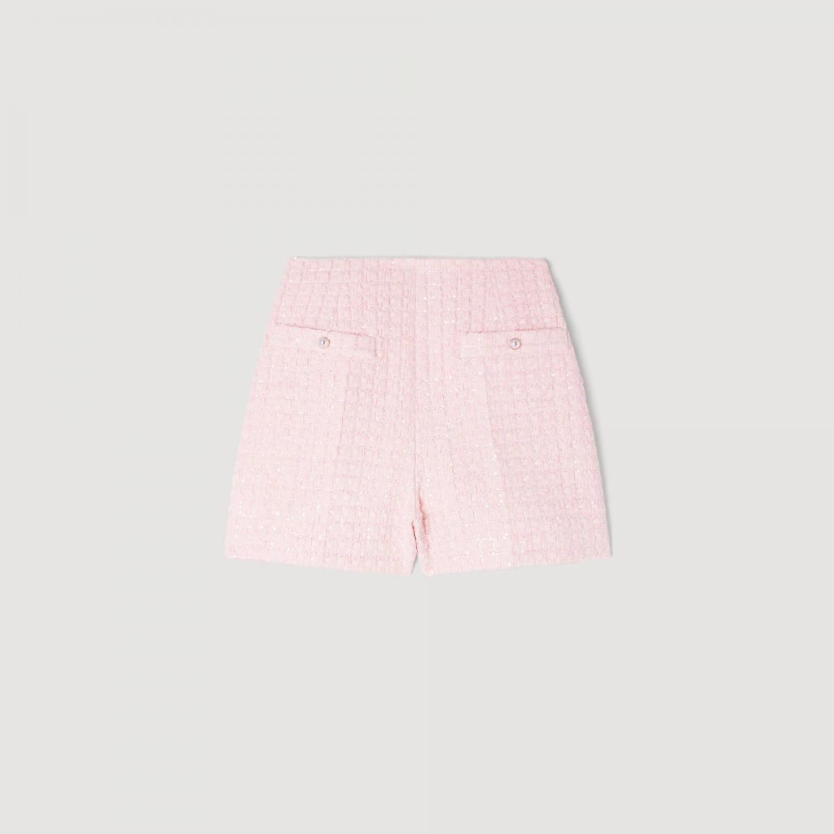산드로 트위드 체크 시퀸 미니 반바지 SFPSH00595_60 ROSA - 메인 이미지