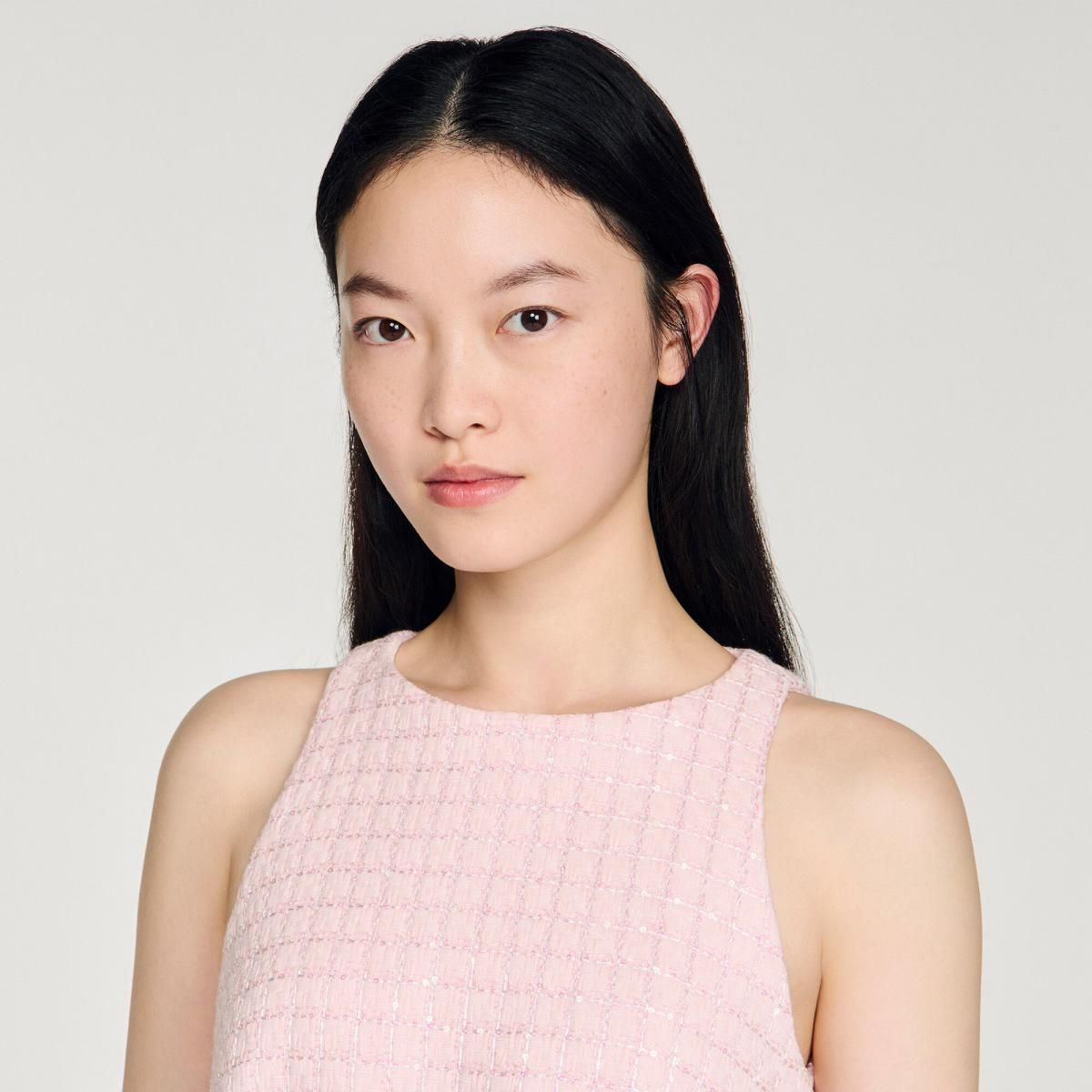 산드로 트위드 미니 원피스 페일핑크 SFPRO04646_60 ROSA - 상세 이미지 5
