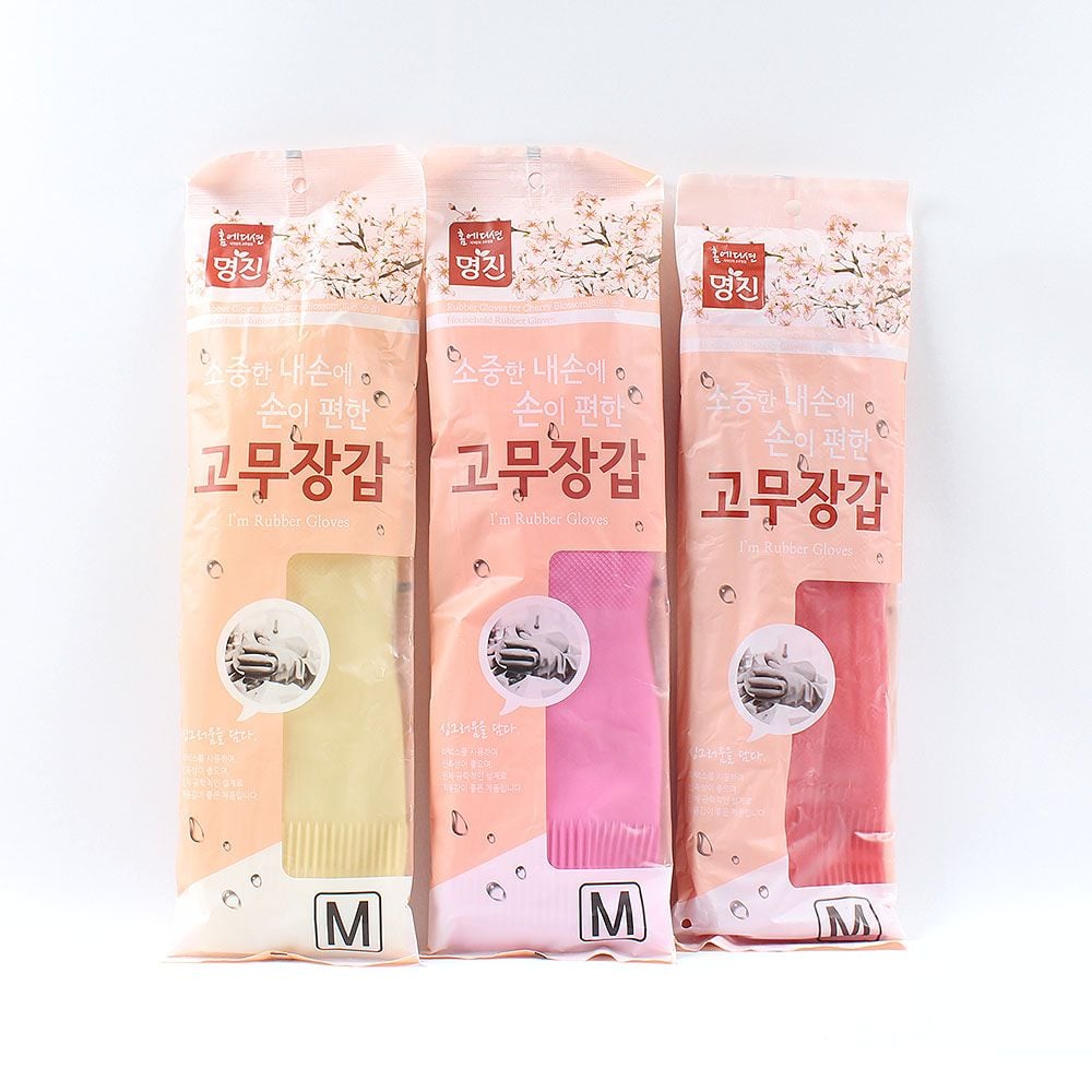 명진 손이 편한 고무장갑 중 M 명진손이편한핑크M - 상품 이미지