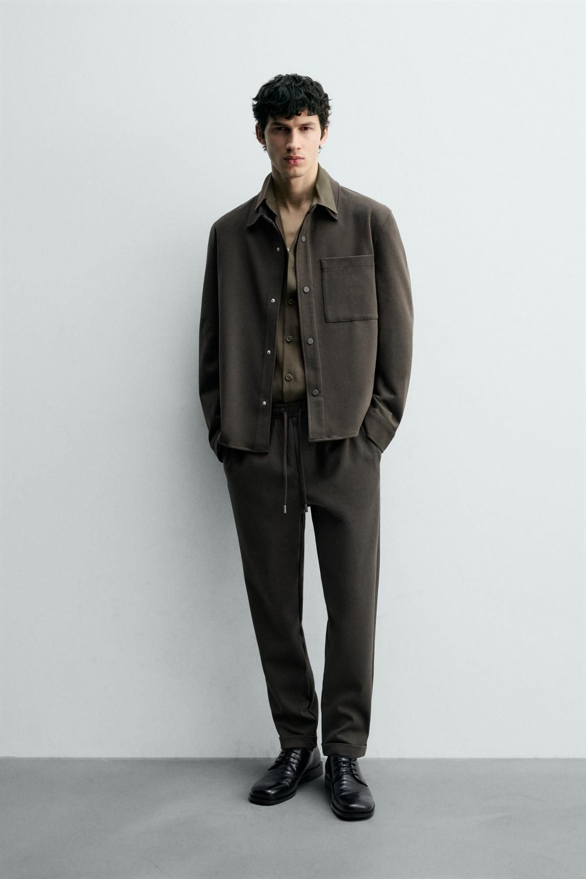 자라 컴포트 논아이론 조거 웨이스트 팬츠 0347/890 GREEN MARL - 상세 이미지 2