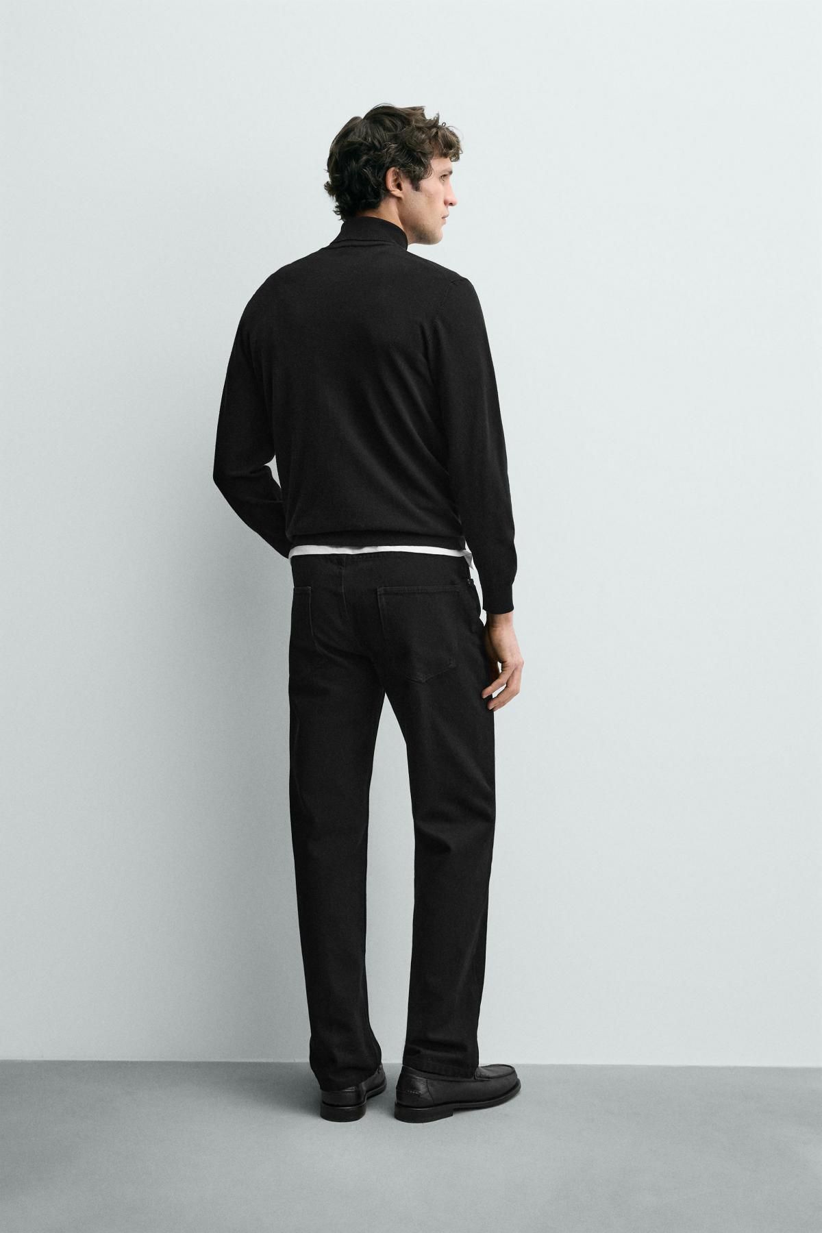 자라 베이직 블랙 코튼 레귤러핏 팬츠 6508/641 BLACK - 상세 이미지 4