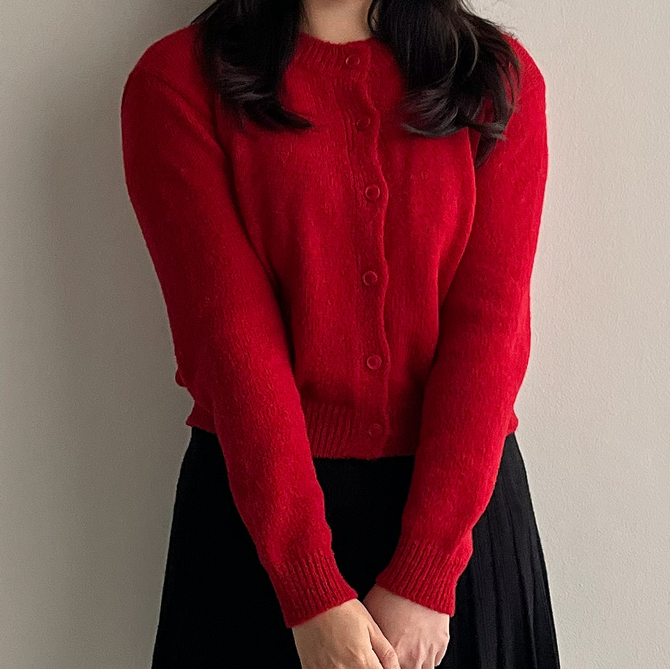 레드 울 모헤어가디건 - 상품 이미지