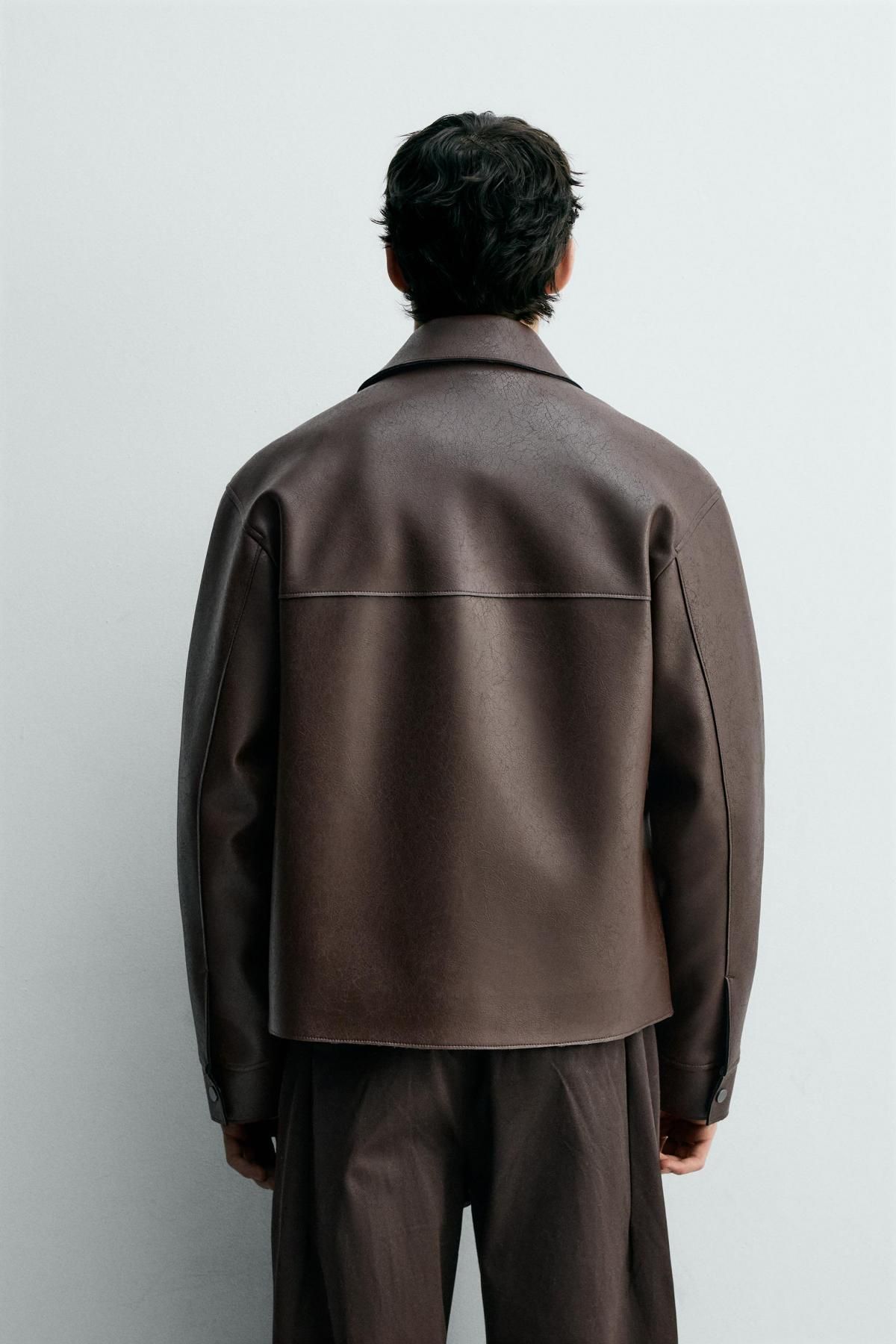 자라 레더 이펙트 테크니컬 레귤러핏 재킷 0155/752 BROWN - 상세 이미지 4