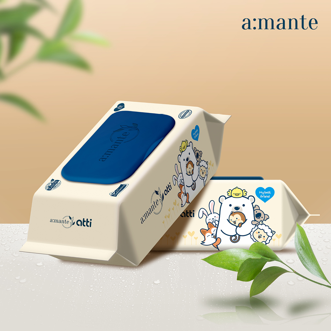 아망떼 물티슈 아띠 70평량 도톰한 신생아 유아 아기물티슈 엠보싱 캡형 70매, 10개