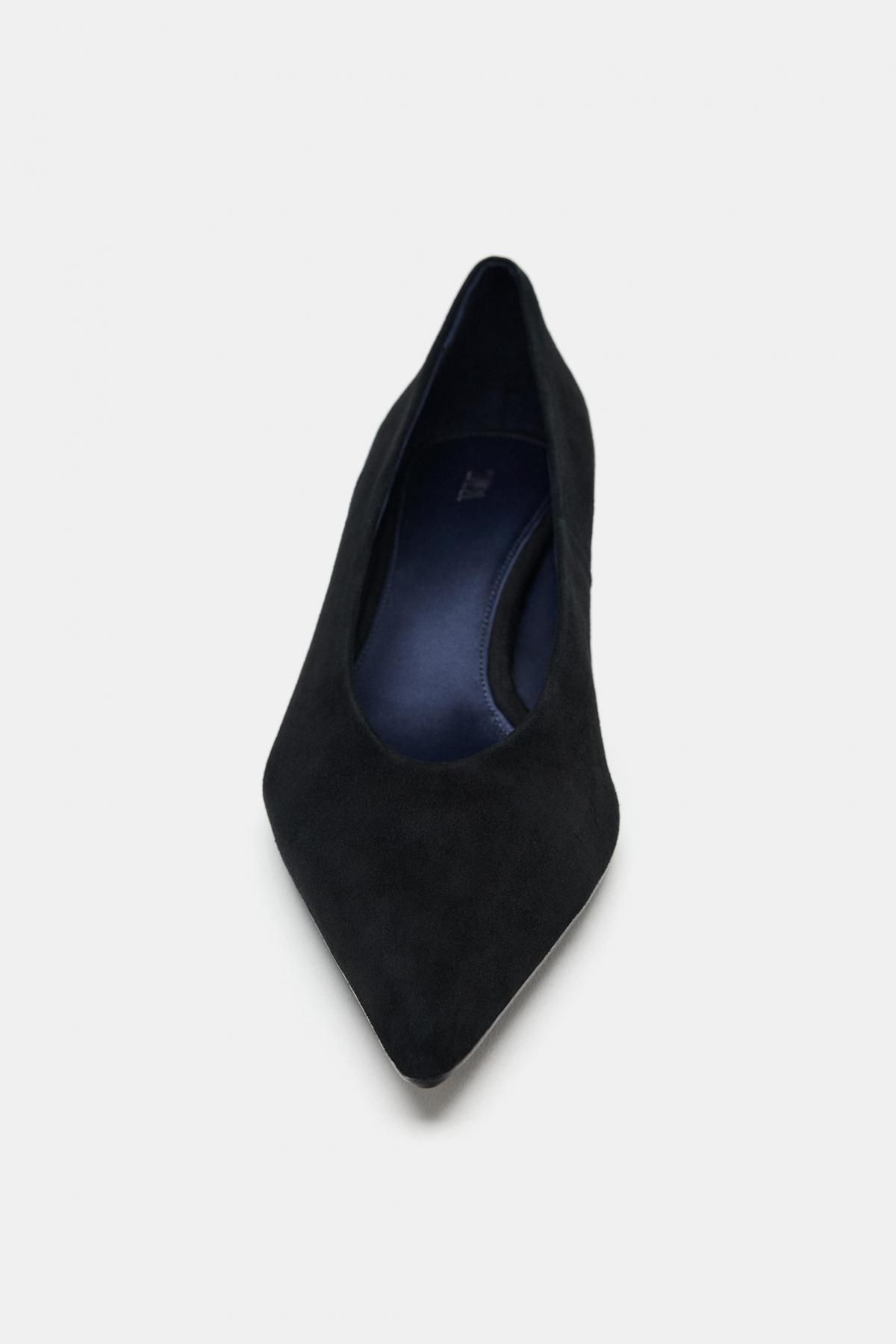 자라 스웨이드 키튼힐 포인트토 펌프스 1240/710 BLACK - 상세 이미지 4