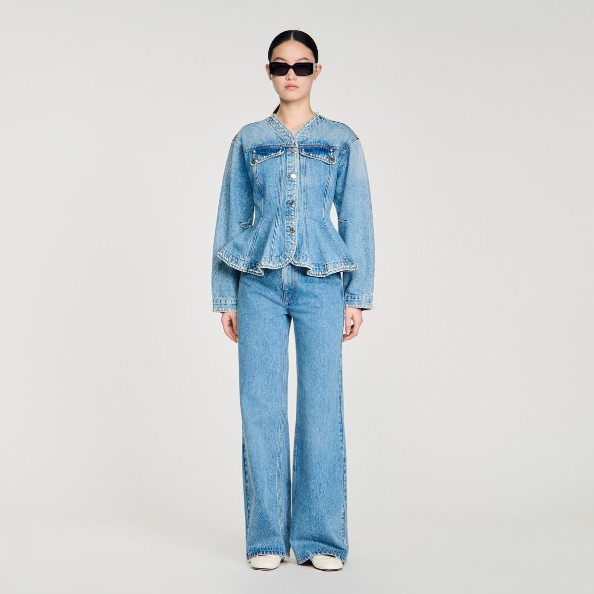 산드로 진주 장식 데님 재킷 SFPBL01310_4785 JEANSBLAU - 상세 이미지 2