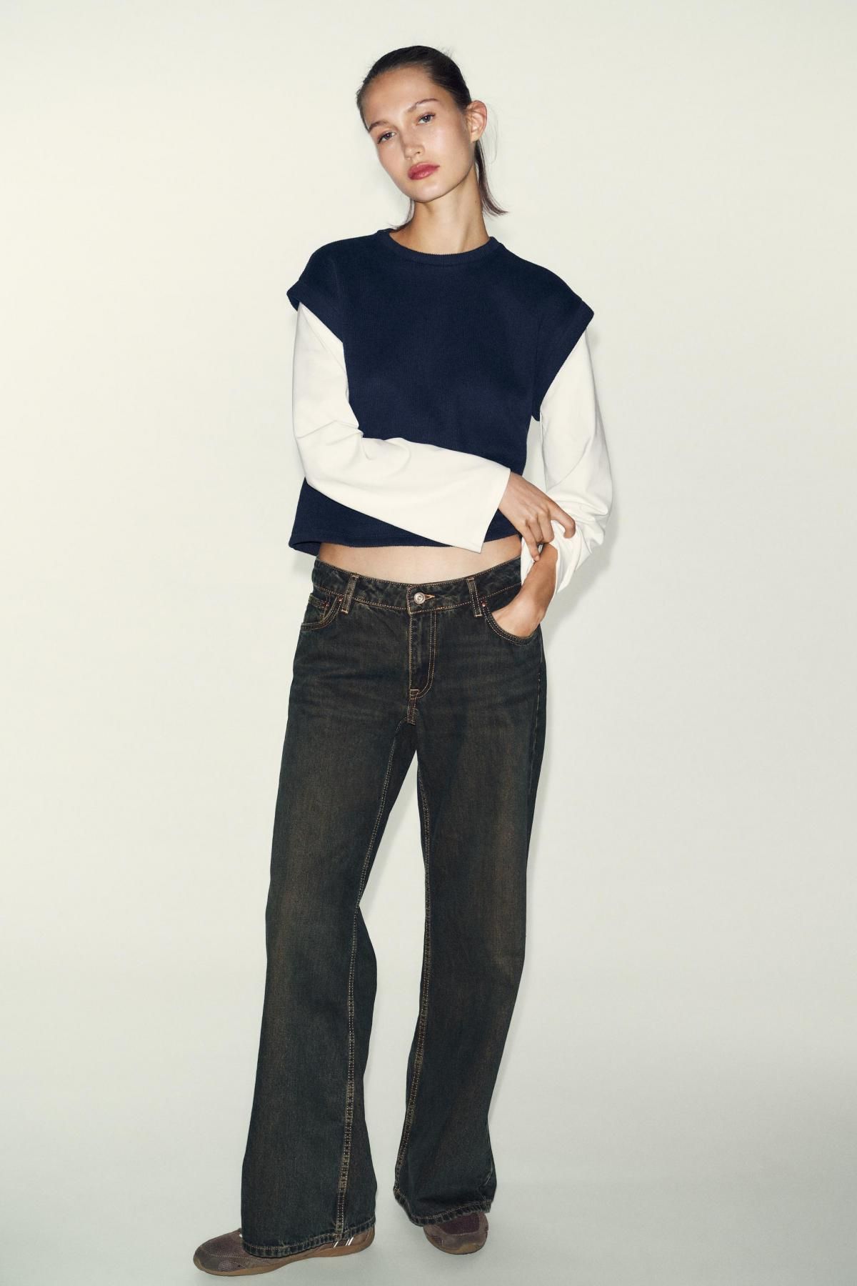 자라 니트 조끼 콤비 긴팔 티셔츠 0264/470 ECRU / NAVY - 상세 이미지 2