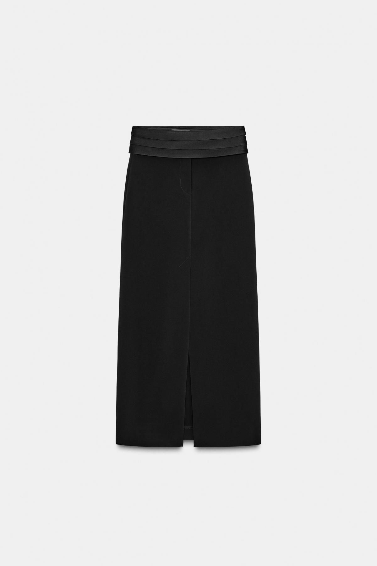 자라 한정판 플리츠 새틴 롱 스커트 9922/236 BLACK - 메인 이미지