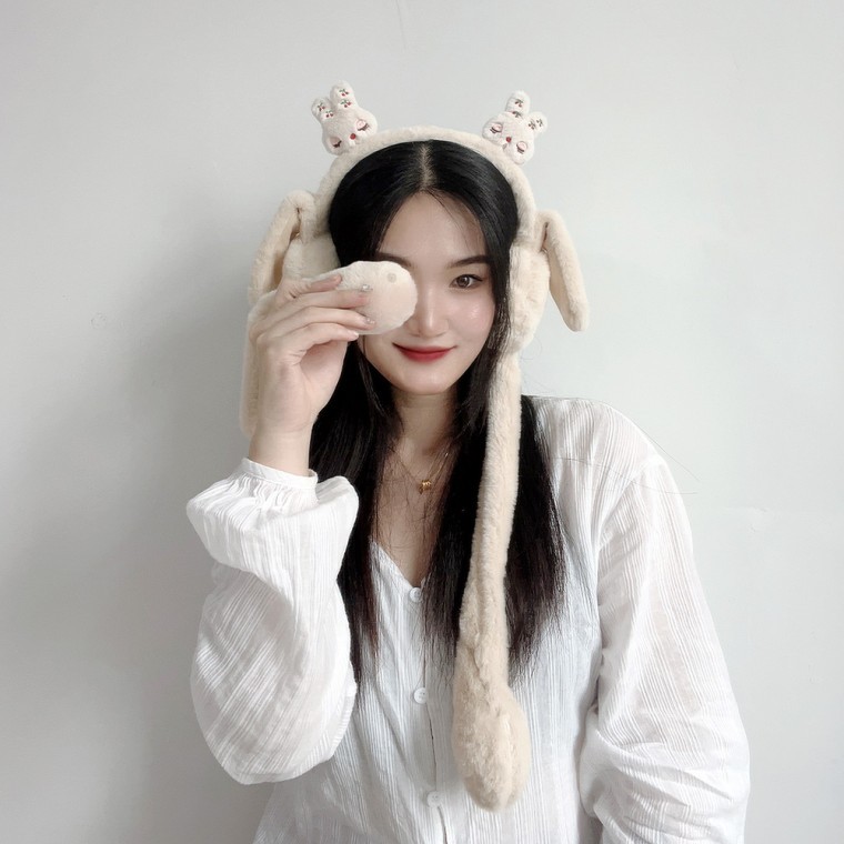 쫑긋 토끼 움직이는 귀마개 패션귀마개 겨울귀도리 - 메인 이미지