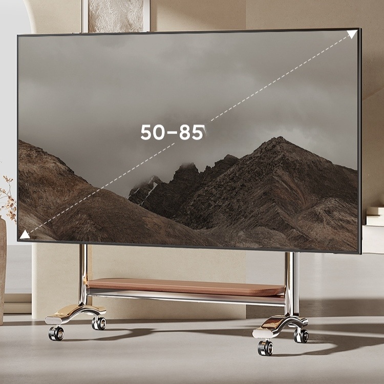 티비거치대 스테인리스 티비스탠드 50-100인치 이동식 높이조절 대형 인테리어 디자인 거실 - 상세 이미지 3