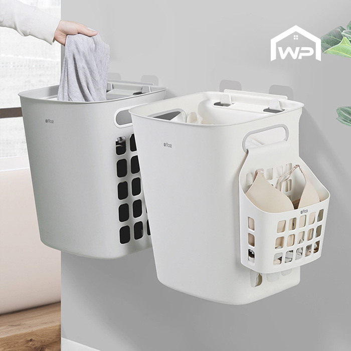 에프캣 대용량 빨래바구니 벽걸이 세탁바구니 화이트, 30L - 메인 이미지