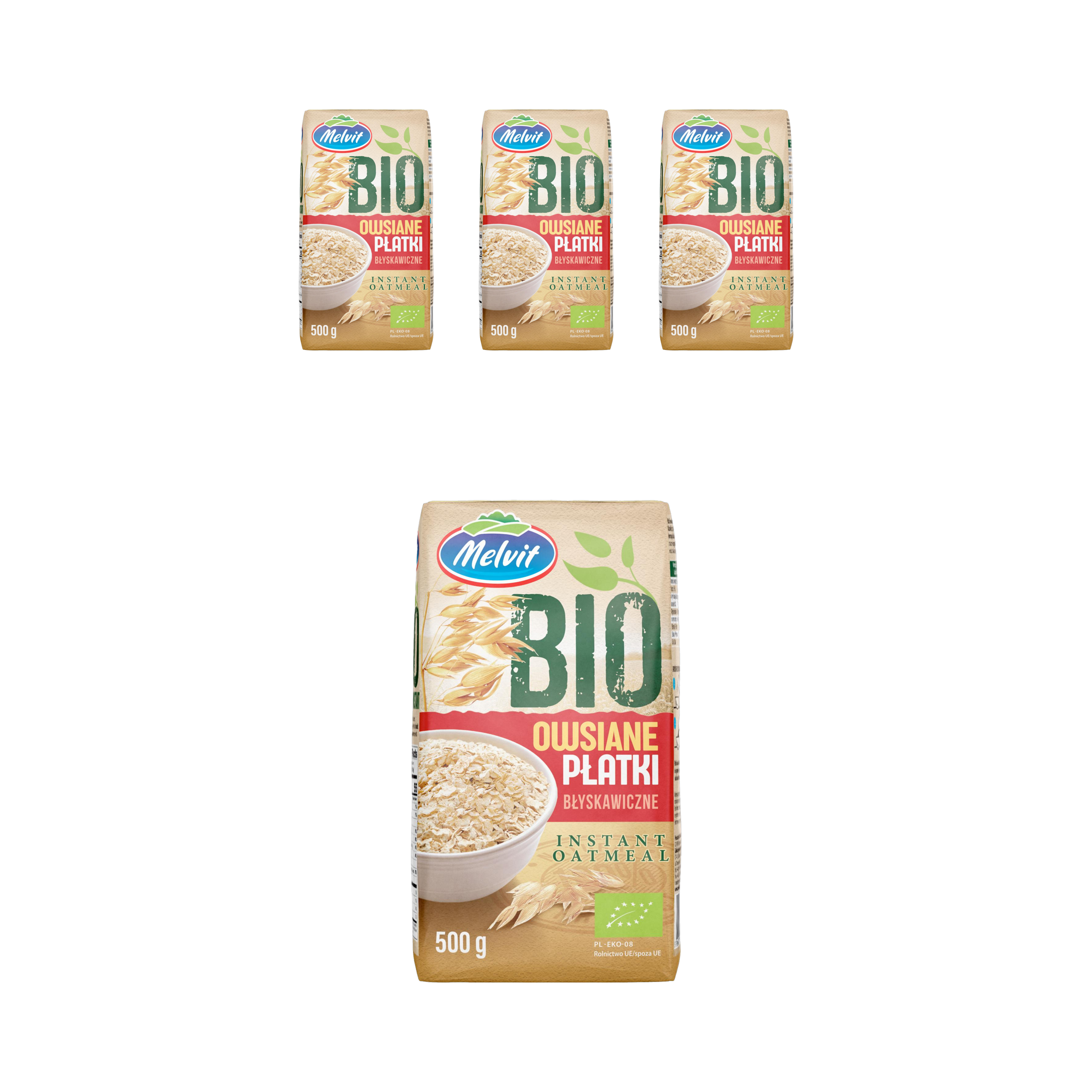 멜빗 폴란드 유기농 퀵 오트밀 후레이크 500g, 4개 - 상품 이미지