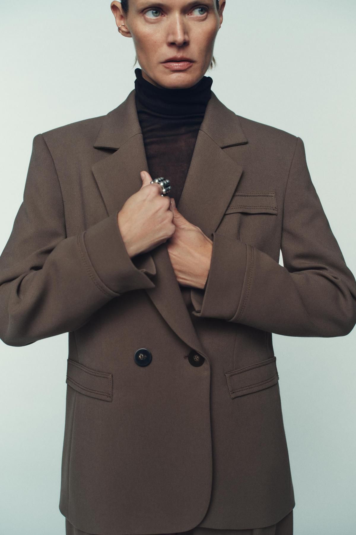 자라 테일러드 더블브레스트 숄더패드 자켓 9887/676 CAMEL - 상세 이미지 3