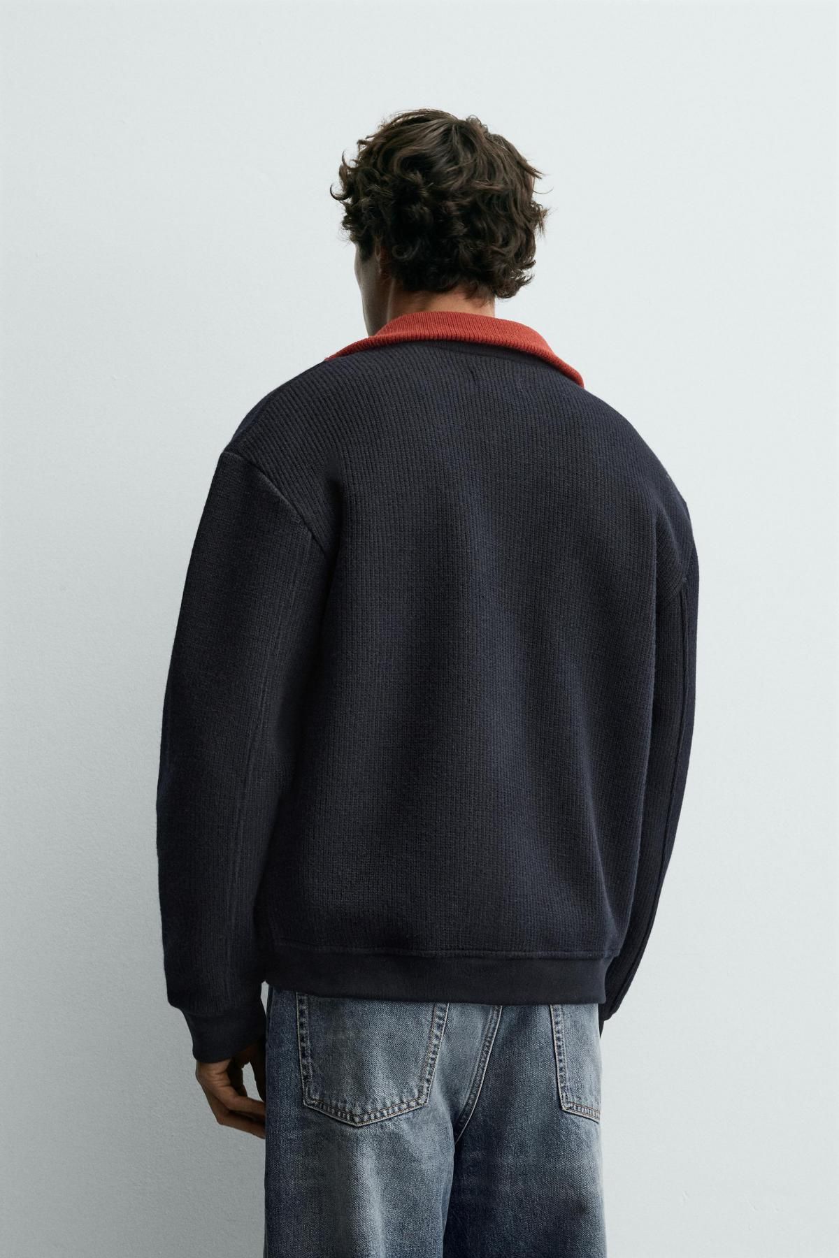 자라 테크니컬 릴렉스핏 골지 봄버 재킷 2878/316 NAVY BLUE - 상세 이미지 4