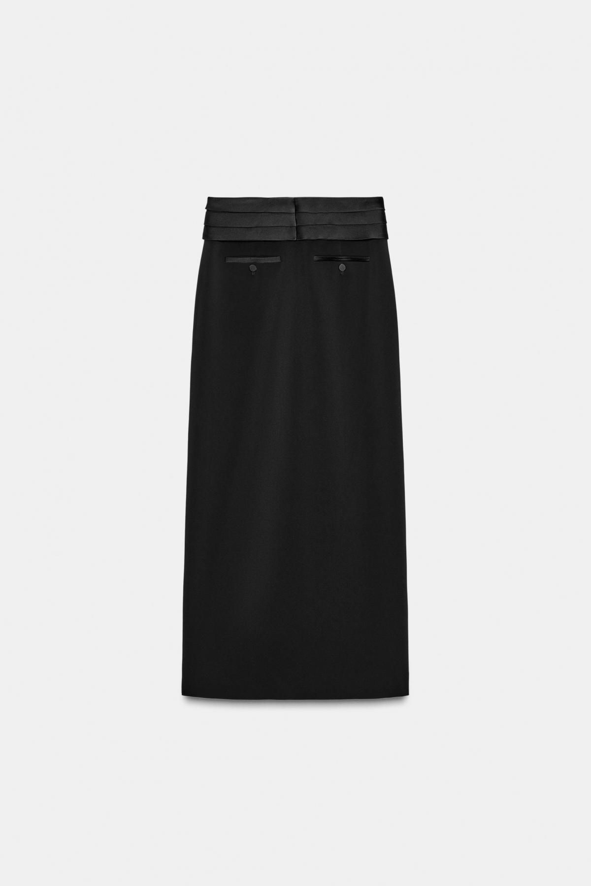 자라 한정판 플리츠 새틴 롱 스커트 9922/236 BLACK - 상세 이미지 4