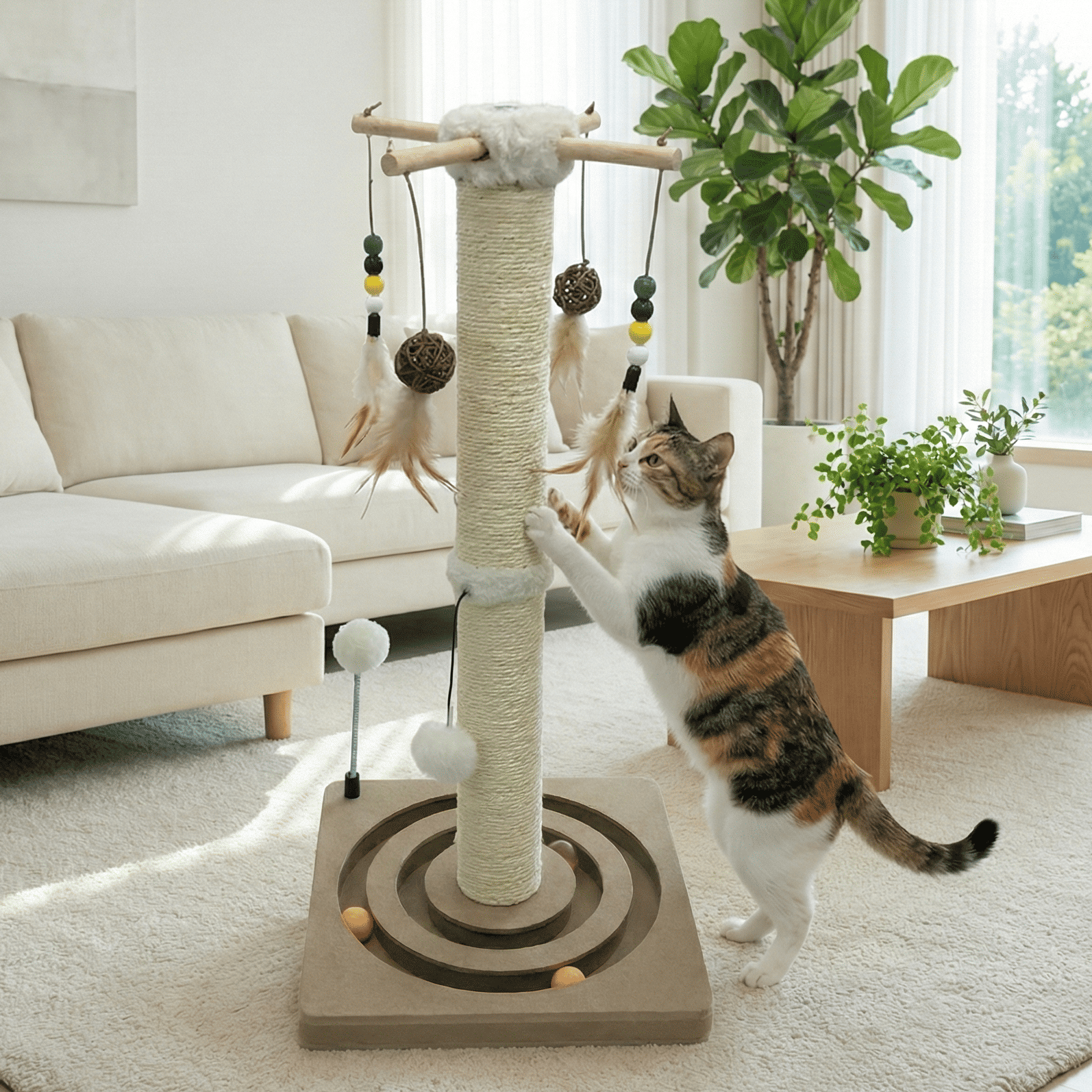 아토주 냥노리타워 고양이 장난감 낚시대 수직 기둥 스크래쳐 제품 이미지