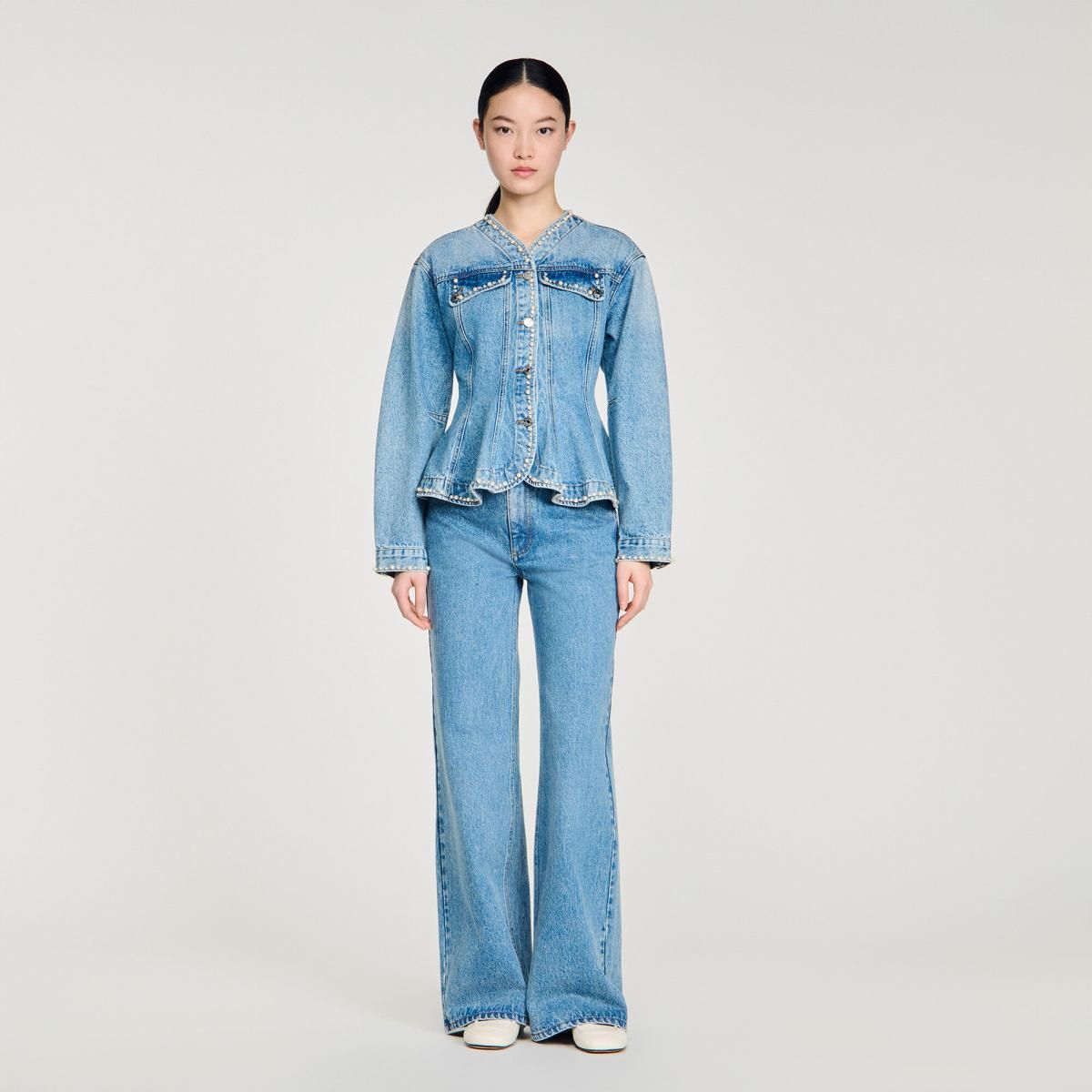 산드로 진주 장식 데님 재킷 SFPBL01310_4785 JEANSBLAU - 상세 이미지 4