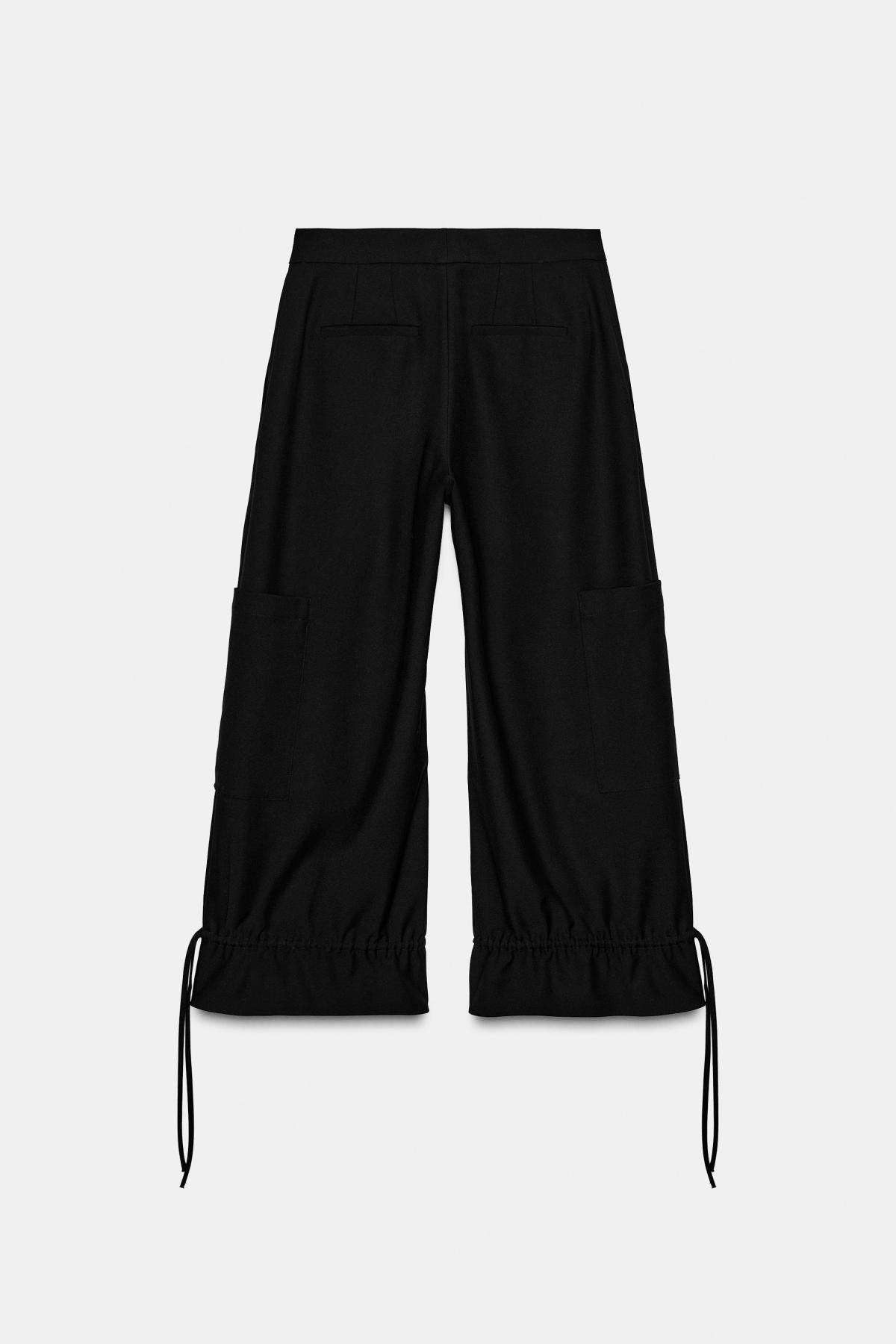 자라 배기 와이드 카고 팬츠 스트링 블랙 5344/259 BLACK - 상세 이미지 3