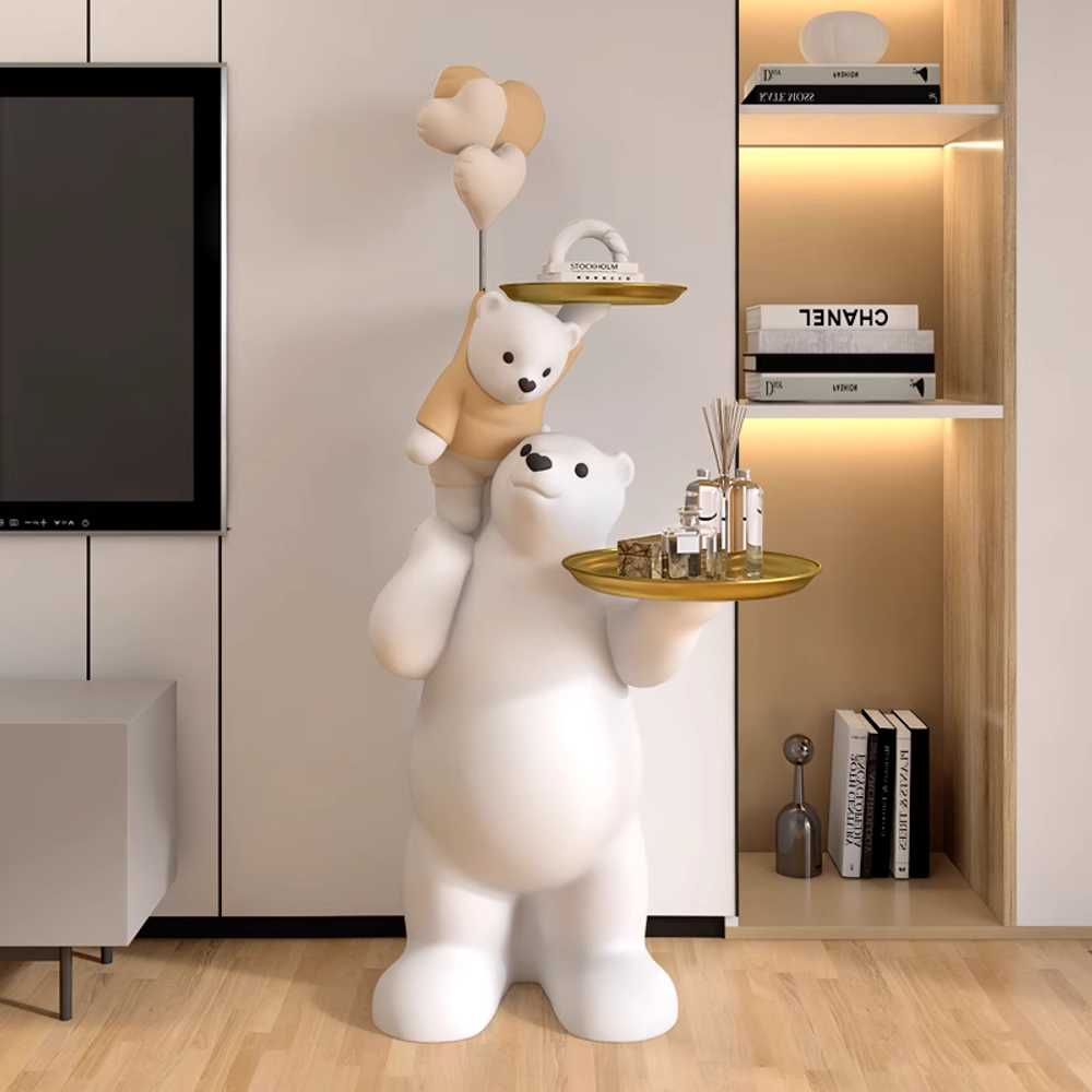 북극곰 테이블 거실 협탁 캐릭터 장식품 곰돌이 선반 - 상세 이미지 3