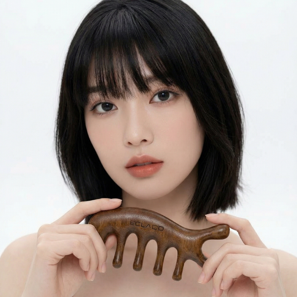 (무배)에끌라두 골든 샌달우드 괄사(빗모양 페이스바디 마사지괄사) 제품 이미지