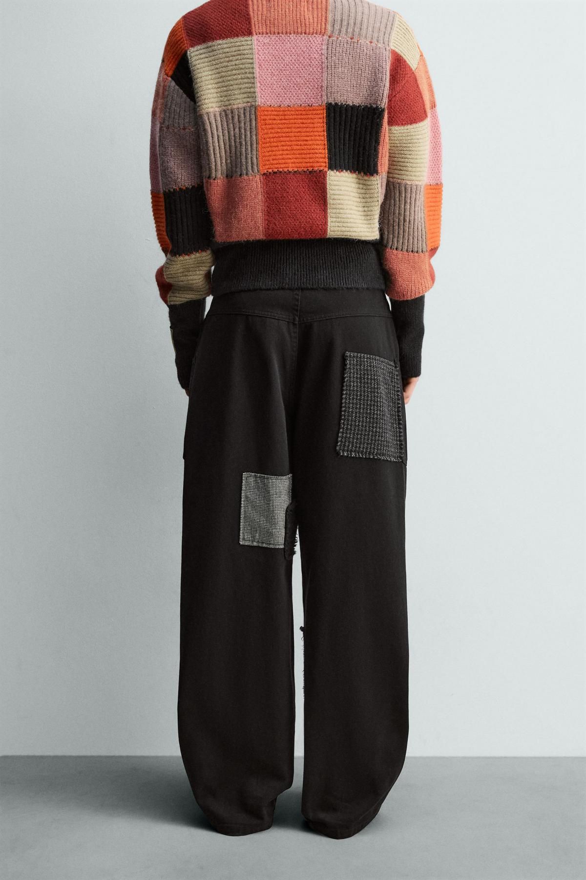 자라 와이드 패치워크 팬츠 X 해리 램버트 5070/781 BLACK - 상세 이미지 4