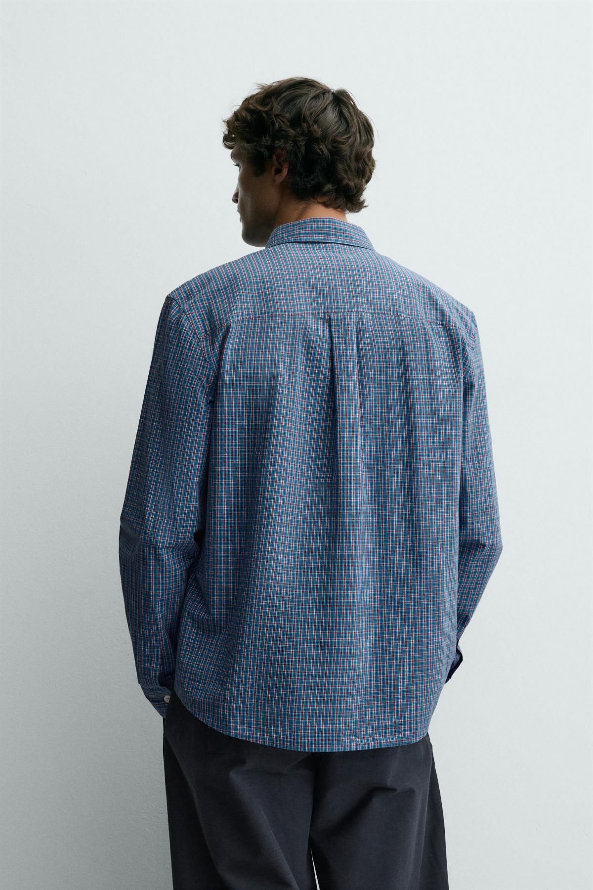 자라 클래식 체크 코튼 긴팔 셔츠 포켓 6048/489 BLUISH - 상세 이미지 4