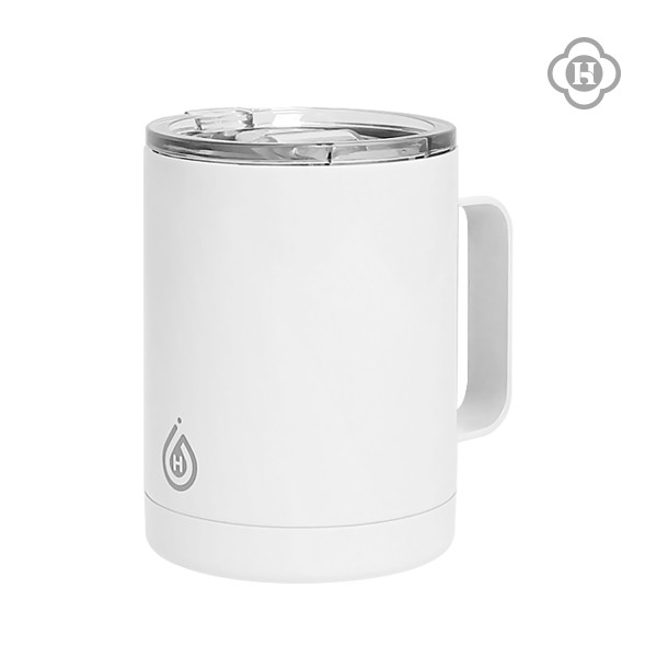 화이트 손잡이머그컵 휴대용 보온 텀블러 350ml - 상품 이미지