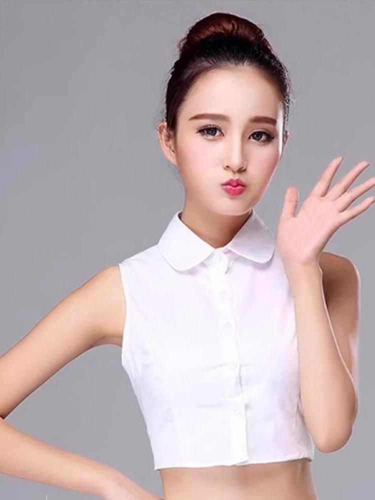 셔츠 이너카라 데님 페이크 페이크카라 이너셔츠 흰색 뾰족 고리 S - 상세 이미지 2