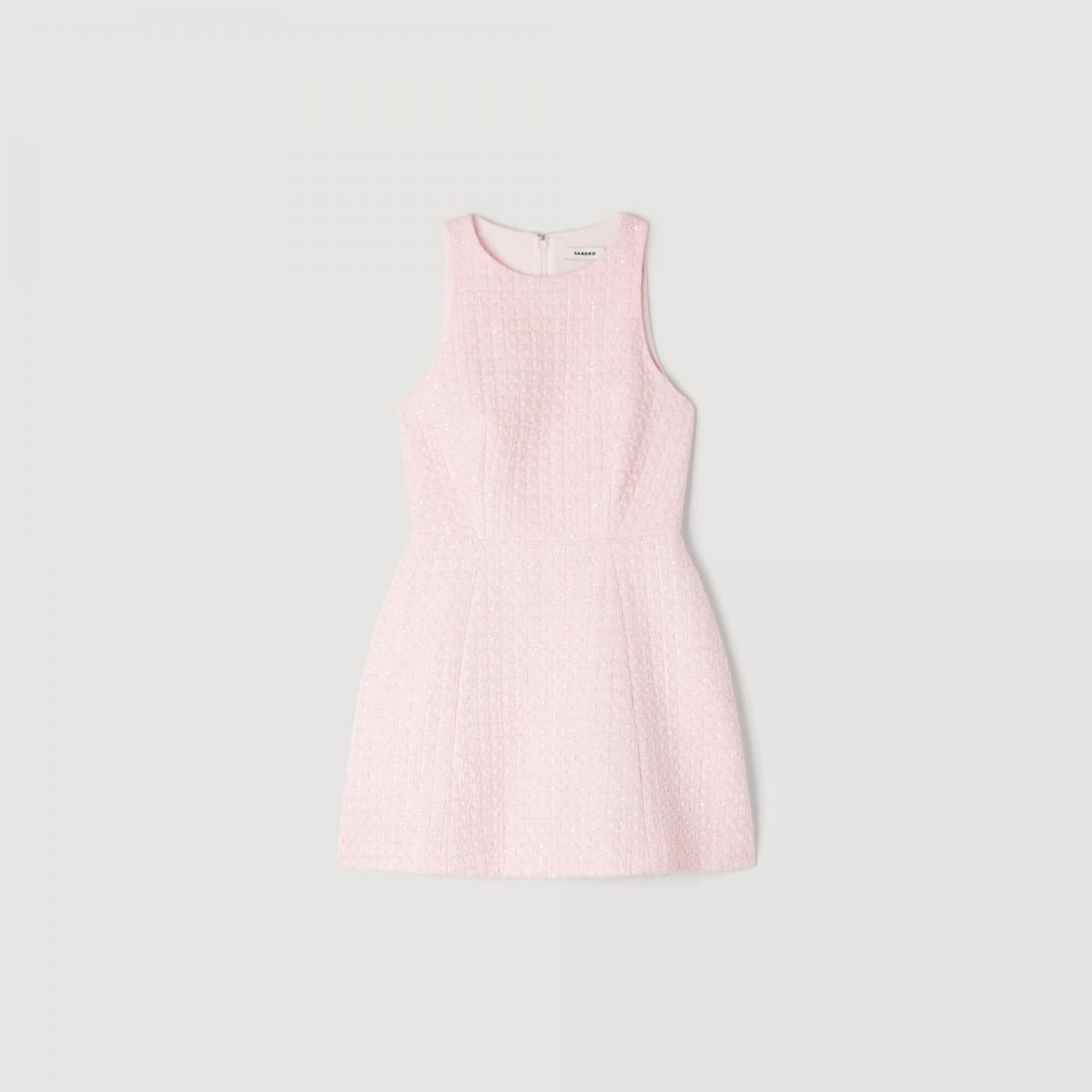 산드로 트위드 미니 원피스 페일핑크 SFPRO04646_60 ROSA - 메인 이미지