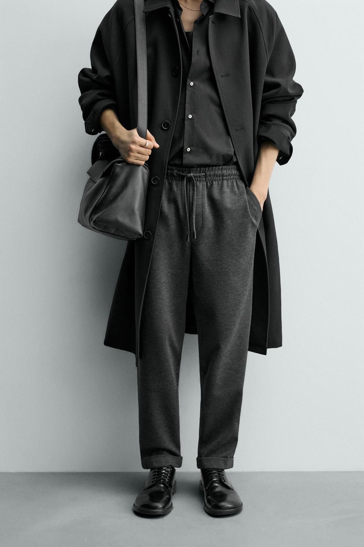 자라 논아이론 조거 웨이스트 슬랙스 팬츠 0347/890 DARK GREY MARL - 상품 이미지