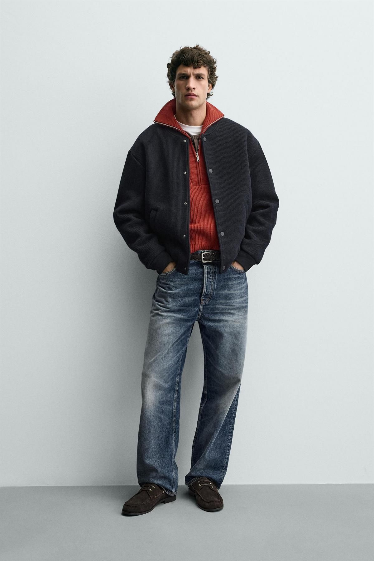 자라 테크니컬 릴렉스핏 골지 봄버 재킷 2878/316 NAVY BLUE - 상세 이미지 2