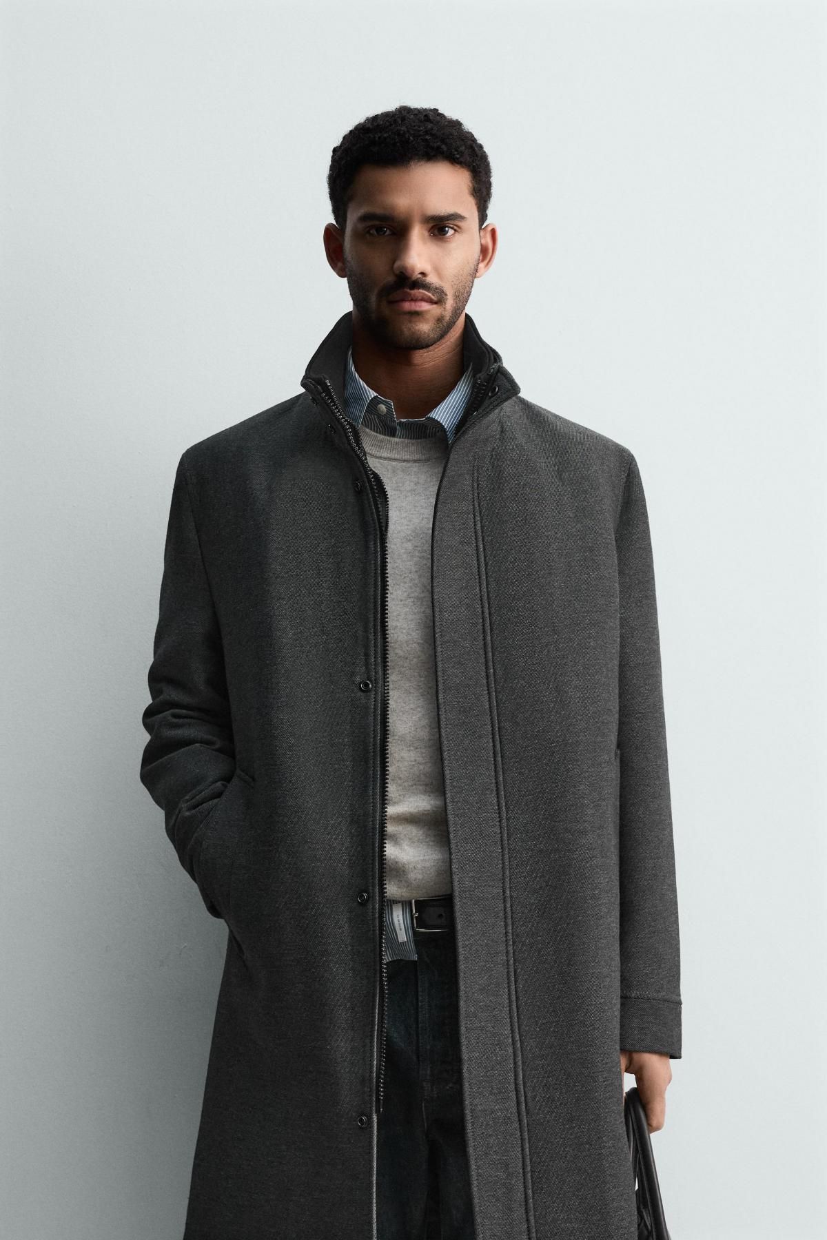 자라 테크니컬 하이넥 집업 싱글 코트 9679/602 ANTHRACITE GREY - 상세 이미지 3