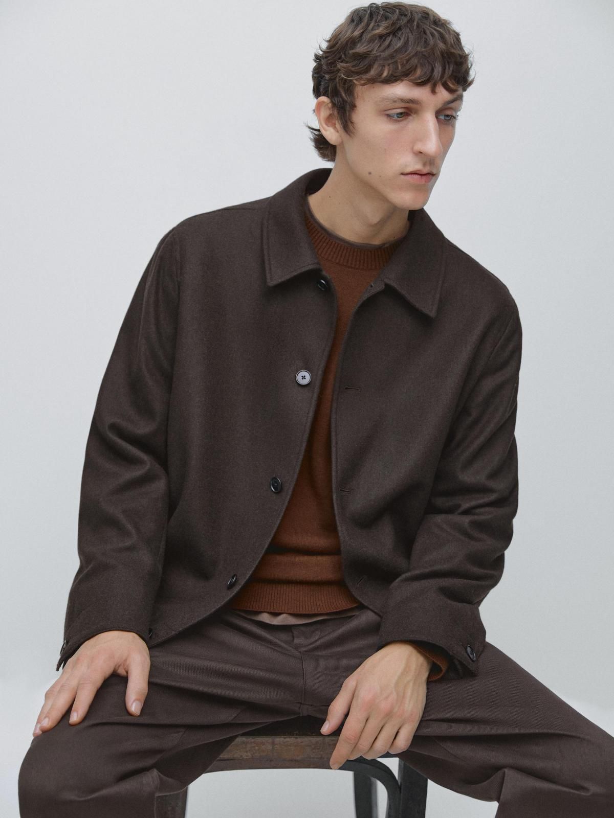 마시모두띠 테크니컬 울블렌드 미니멀 재킷 2007/134 BROWN - 상세 이미지 5